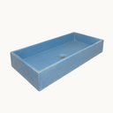 Blue rectangular sink on a white background