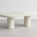 Pill-shaped pedestal concrete dining table