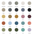 Chart of curated concrete color options with labels.